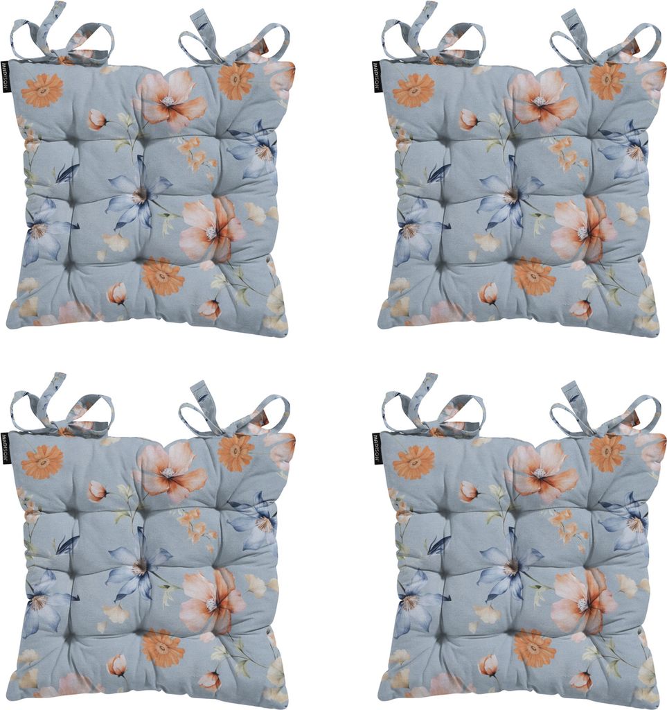 Madison - Sitzkissen Toskana Florina blau - Ca. 46x46 cm - 4er-Set