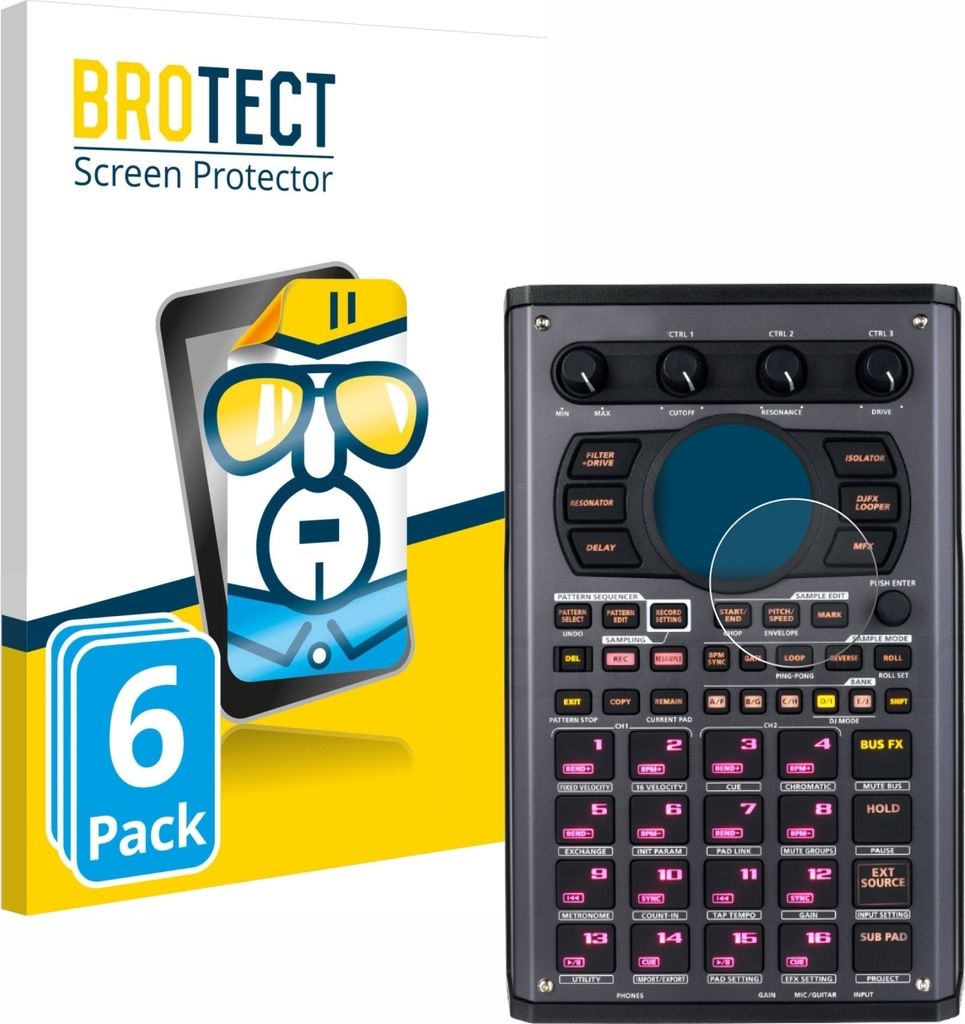 6x Für Roland SP-404MKII Schutzfolie BROTECT Displayschutz Display Schutz Folie Klar Transparent