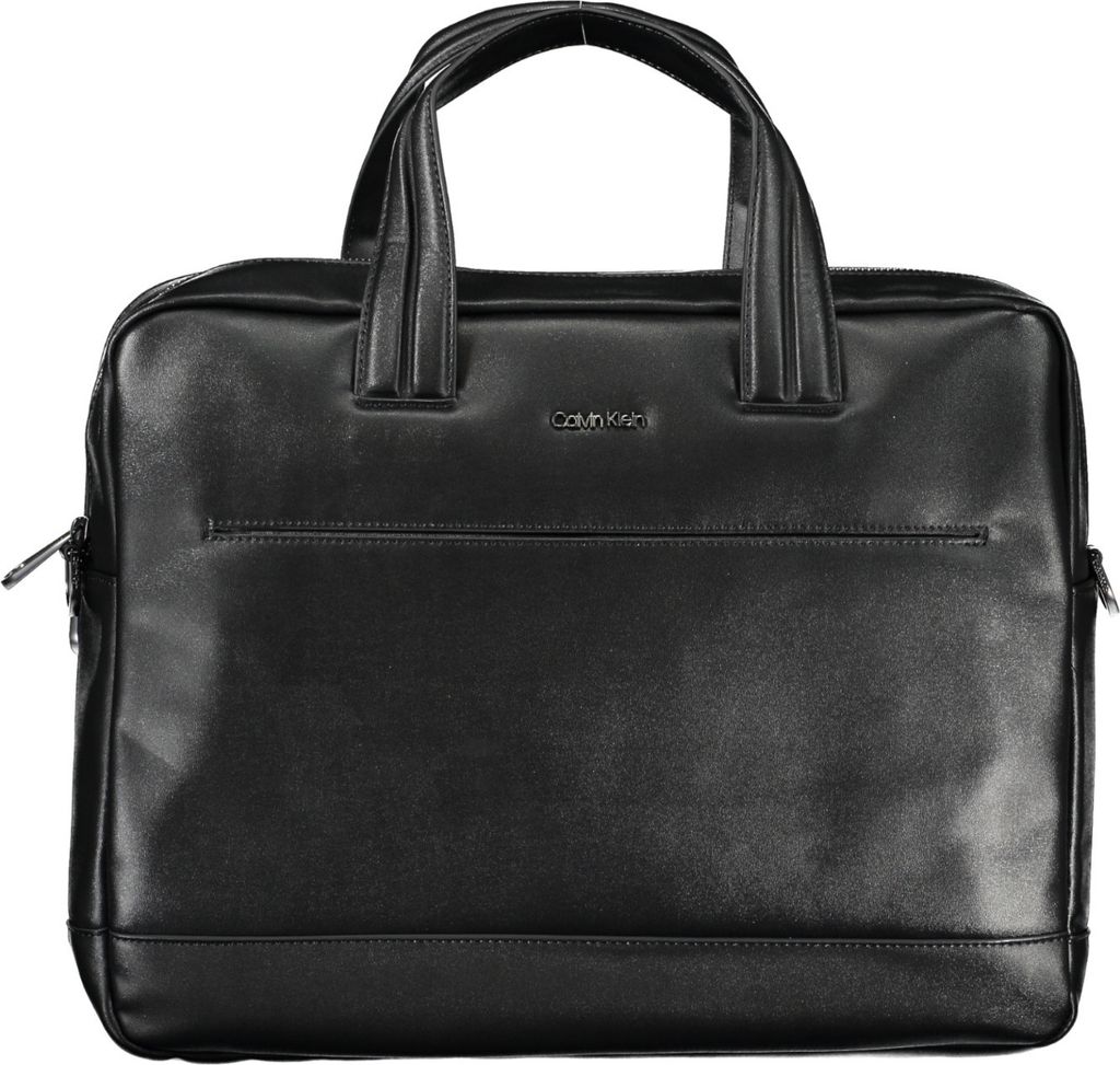 Schwarze Aktentasche für Herren mit Laptopfach aus recyceltem Material