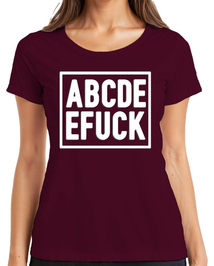 ABCDE EFUCK lustig frech Geschenk für Erwachsene Geburtstag Party Damen T-Shirt, Burgundy, XL