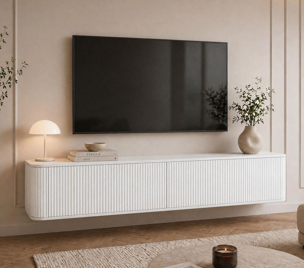 Meuble TV suspendu à structure rainurée, dimensions Image du produit 