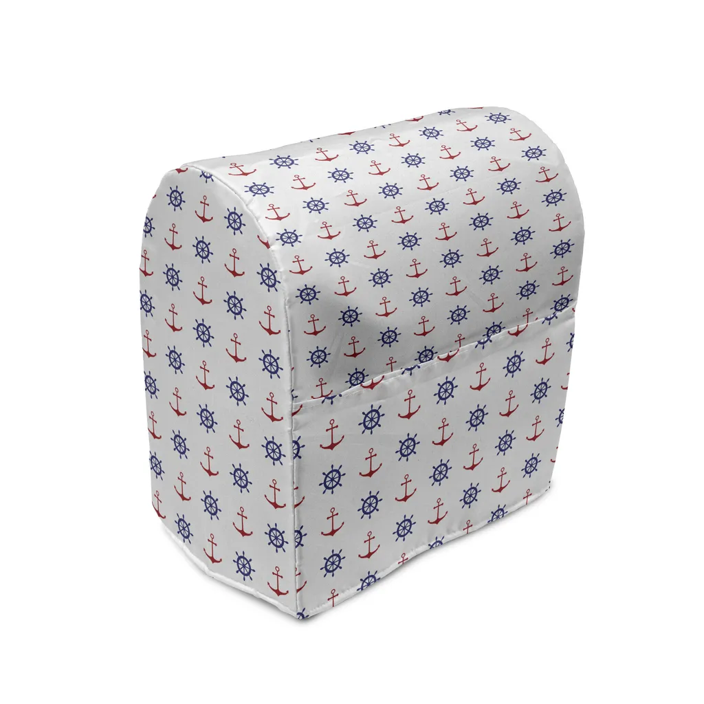 ABAKUHAUS Copertura per frullatore a immersione Anker, ancora e ruote di nave, custodia per elettrodomestici da cucina con tasche, 36 x 39 x 24 cm, blu navy e rubino