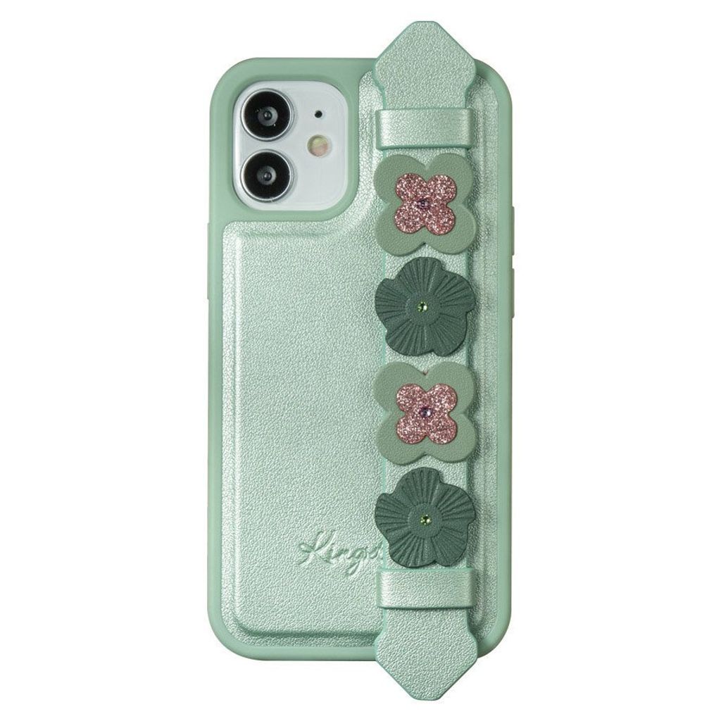 Kingxbar Sweet Series Gelhülle verziert mit original Swarovski-Kristallen mit Ständer iPhone 12 Pro Max grün