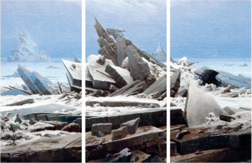 Caspar David Friedrich Bilder Leinwand-Bild Auf Keilrahmen | XXL-Wandbild Poster Kunstdruck Als Leinwandbild - Das Eismeer, 1823, 3-Teilig (120 x 1...