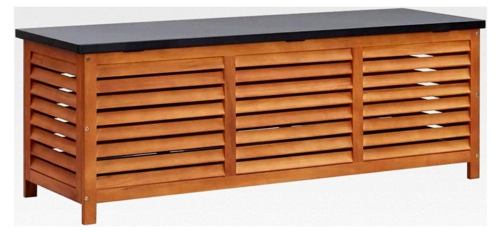 Gartenbox Kissenbox Sitzbank mit Stauraum für Flur Wohnzimmer Terrasse Balkon 150x50x55 cm Eukalyptus Massivholz