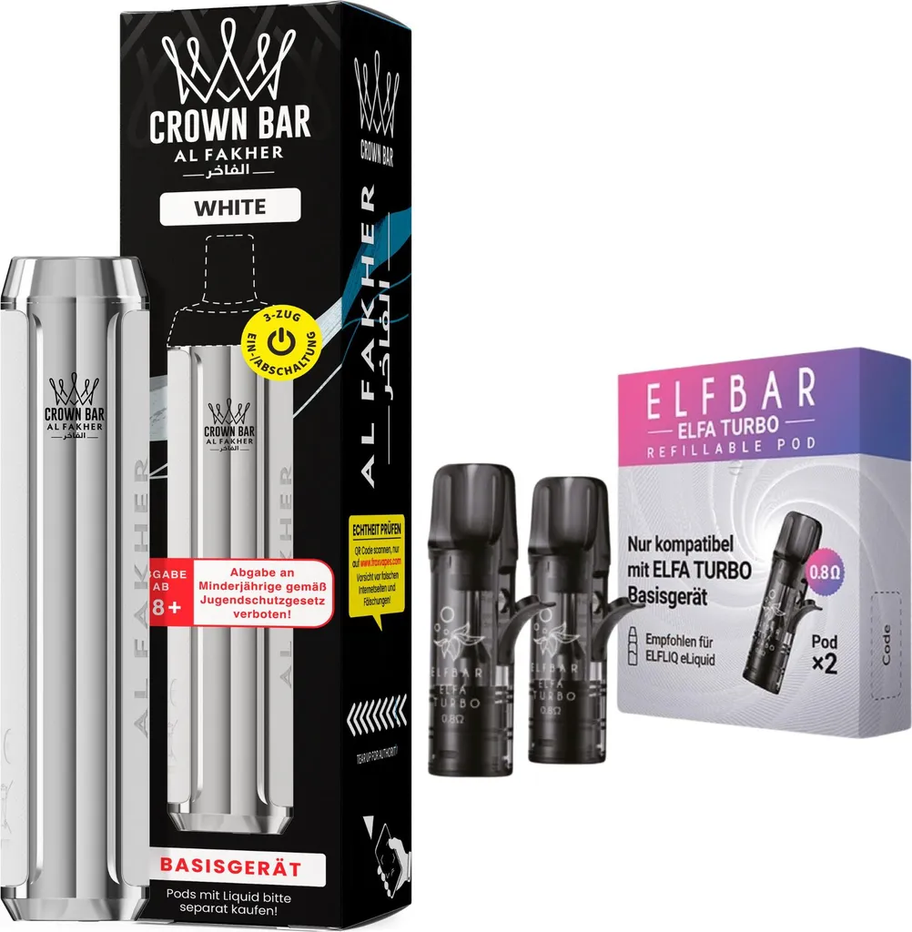 Al Fakher Pod Batteria - Bianco + 2 x 0,8Ω Elfa Pod vuoti