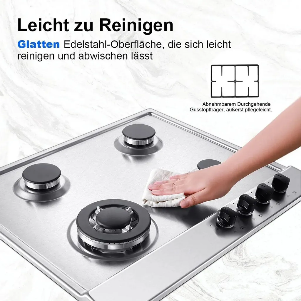 Plaque électrique 4 zones en acier inoxydable surface lisse fixe 220V