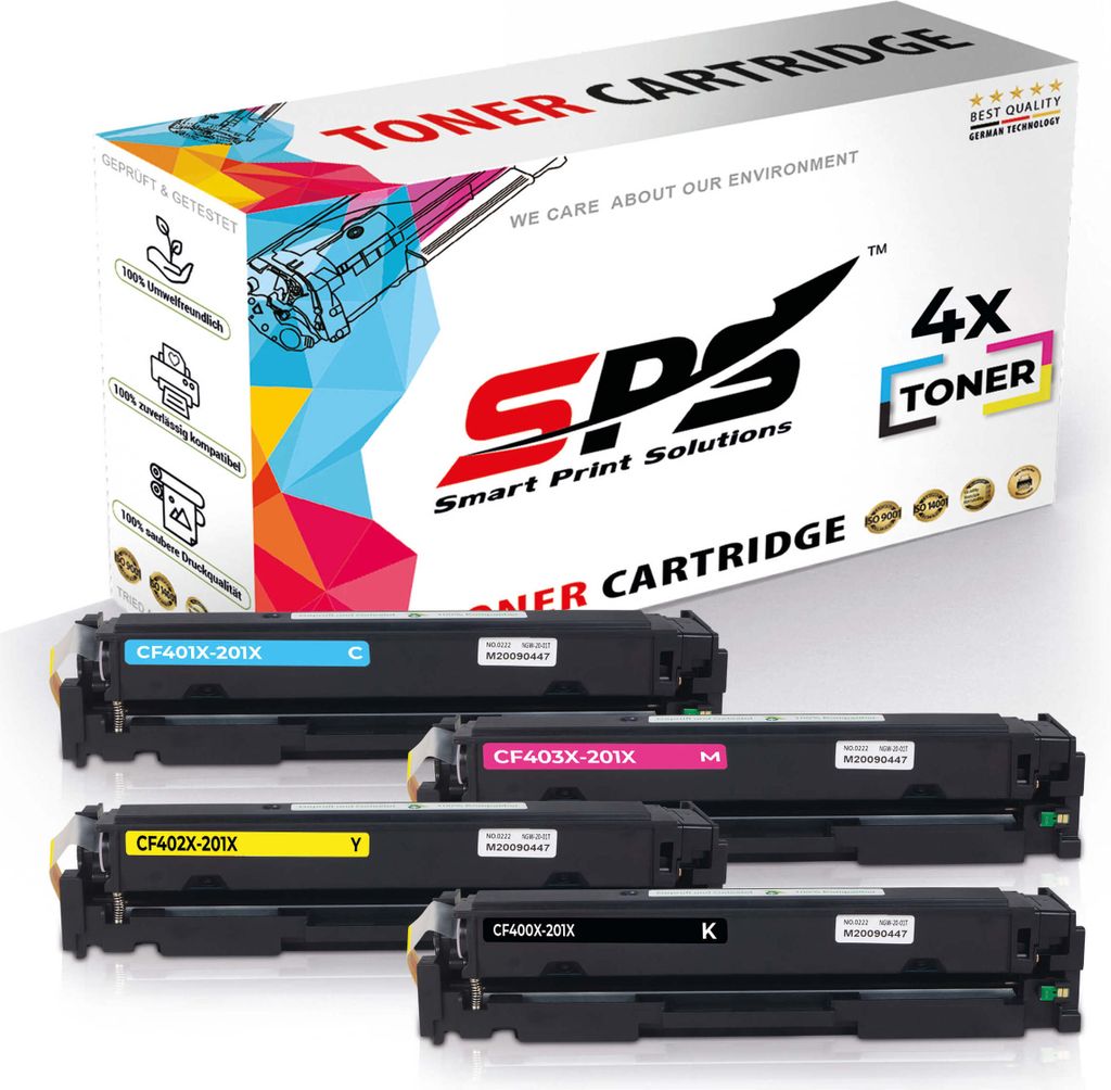 4x Multipack Set Kompatibel für HP Color Laserjet Pro 200 M 252 N (201X/CF401X, CF403X, CF402X, CF400X) Toner