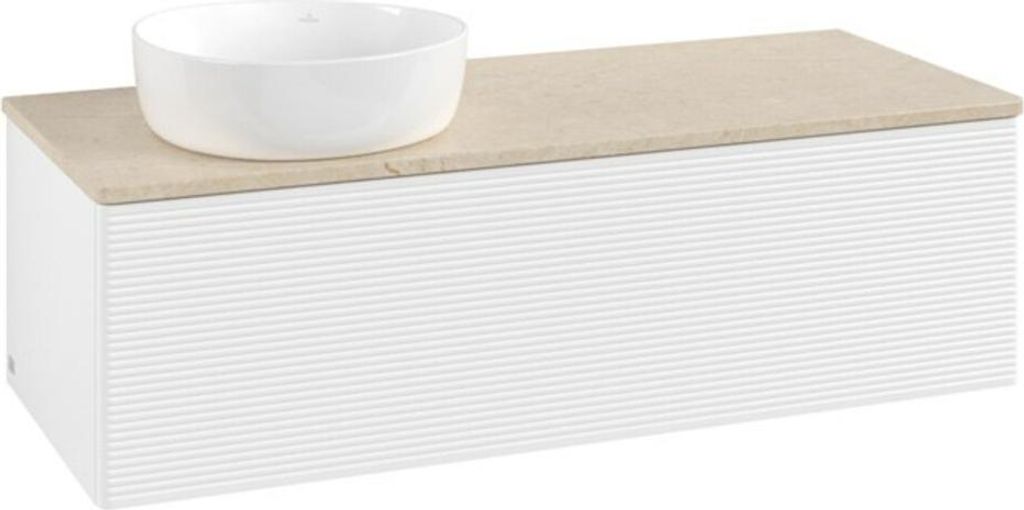 V&B Waschtischunterschrank mit Frontstruktur, mit Beleuchtung Antao 120x36x50cm, WBP-farbe botti., wh. m Lac