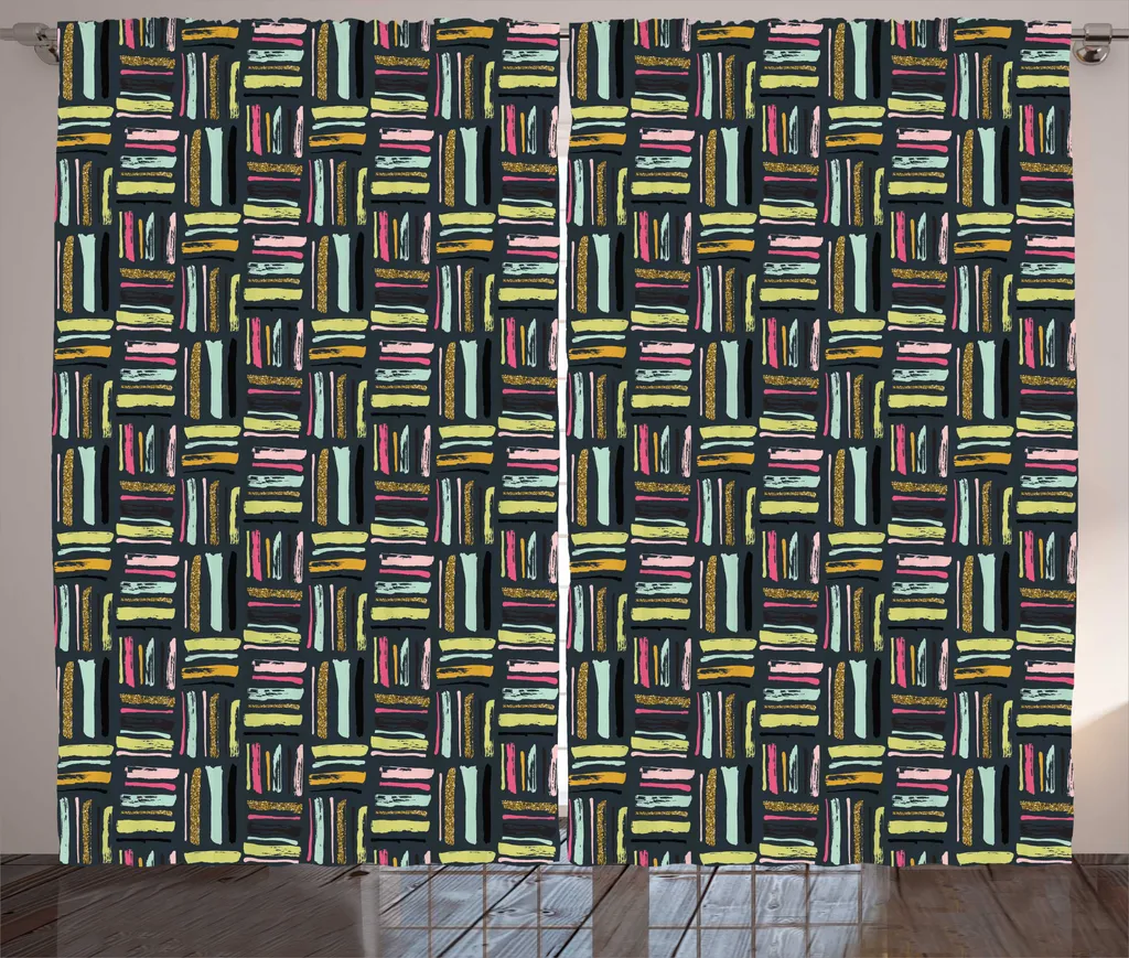 Rideau pour Salon et Chambre Déco Rustique Rayures Dorées 280 x 225 cm