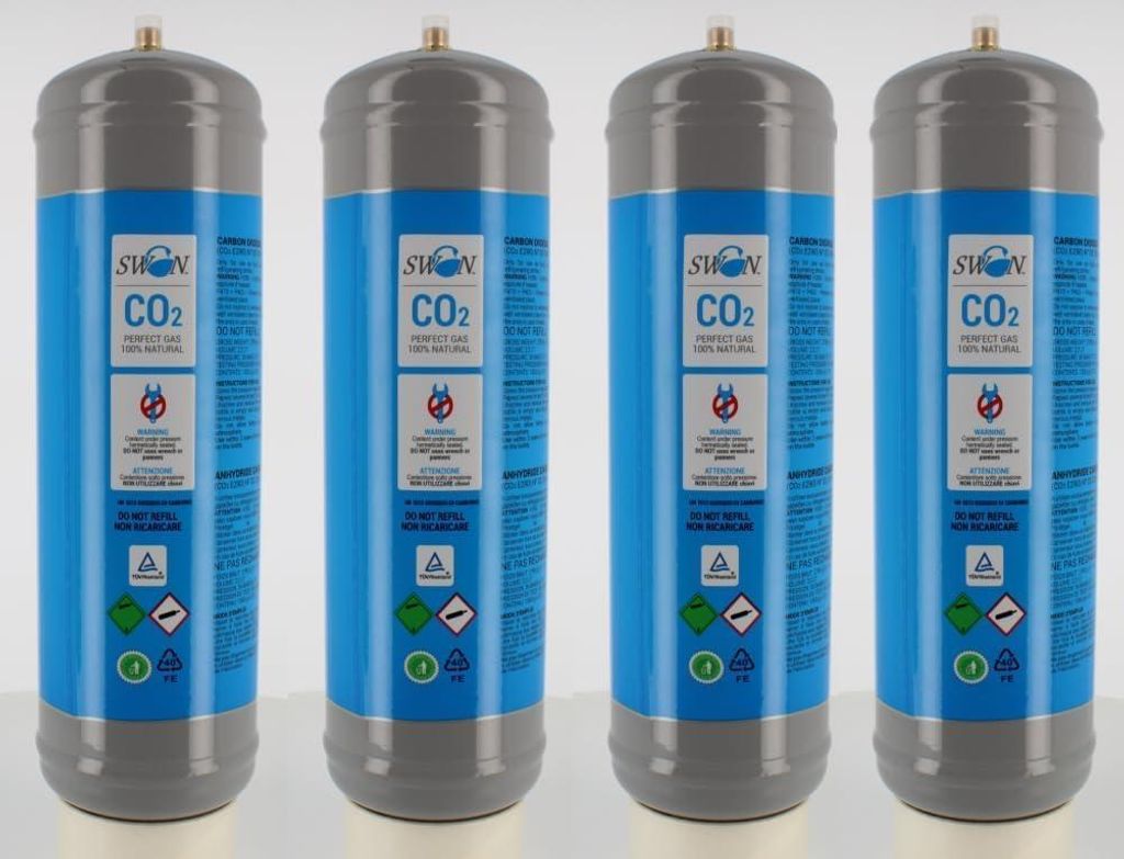 Bombole CO2 Monouso 1200 gr | Attacco M11x1 Compatibile con la Maggior Parte dei Gasatori | Per Acqua Frizzante | Acciaio Inox/Alluminio | Non Ri...