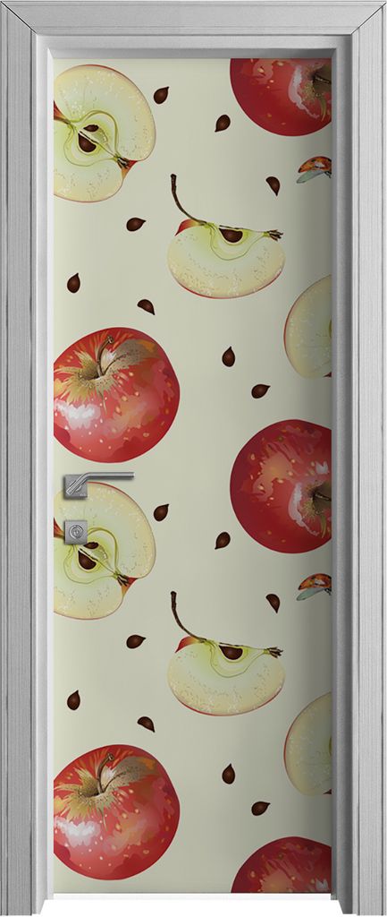 Tür Selbstklebende 70x210 cm Türfolie Türtapete Klebefolie - Äpfel Kerne Küche
