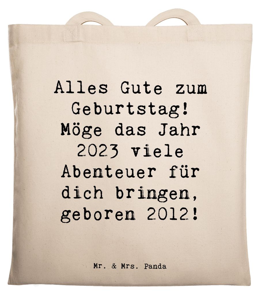 Mr. & Mrs. Panda Shopping Tasche Spruch 2012 Geburtstag - Weiß - Geschenk, Retro, Erinnerungen, Geboren am, Geburtstagsgeschenk, Tote Bag, Jutebeu...