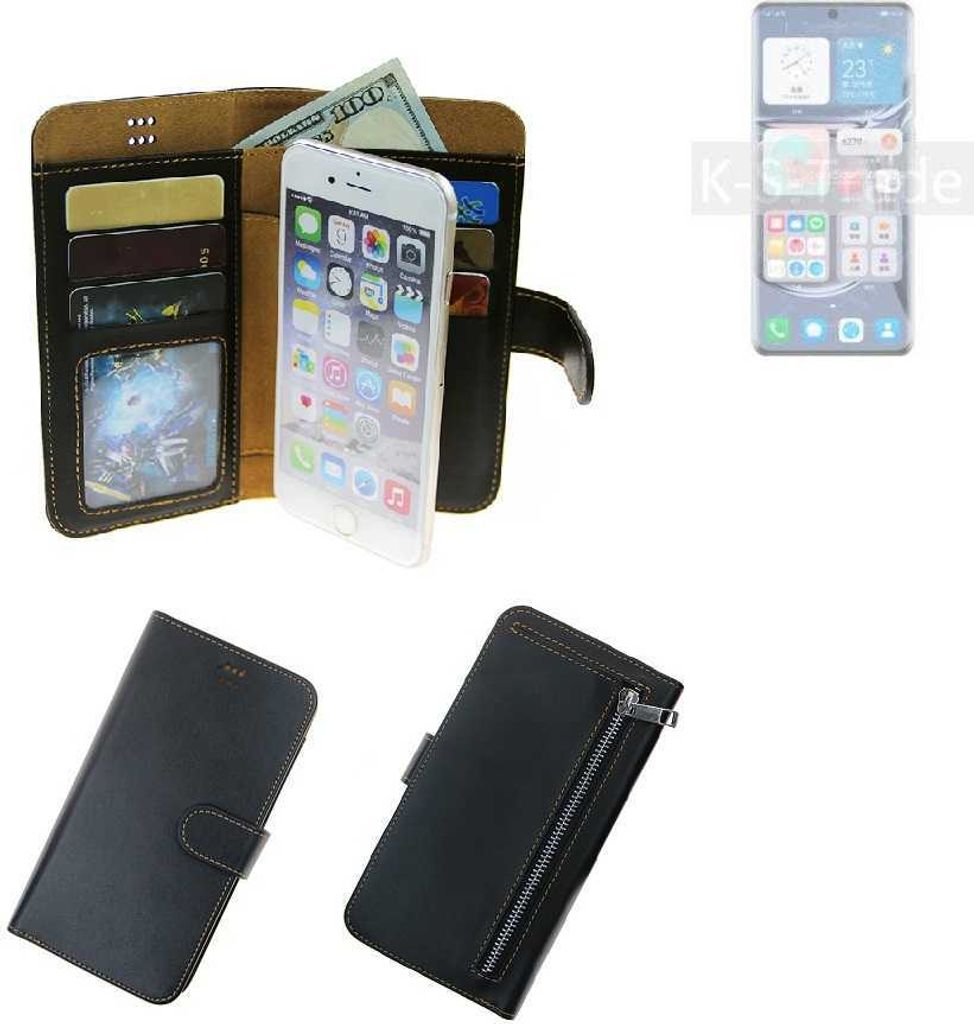 K-S-Trade Schutz Hülle kompatibel mit Huawei P50 Pro Kirin 9000 Klapphülle Case Phone cover Slim Handytasche Handy Hülle schwarz aus Kunstleder (1