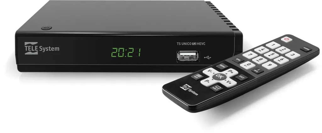TELE System UNICO T2HEVC/01 Décodeur Terrestre Full HD Noir DVB-T2