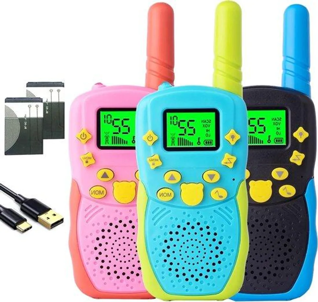 Talkie-Walkie Enfant Portée 3km Écran LCD et Lampe de Poche Intégrée