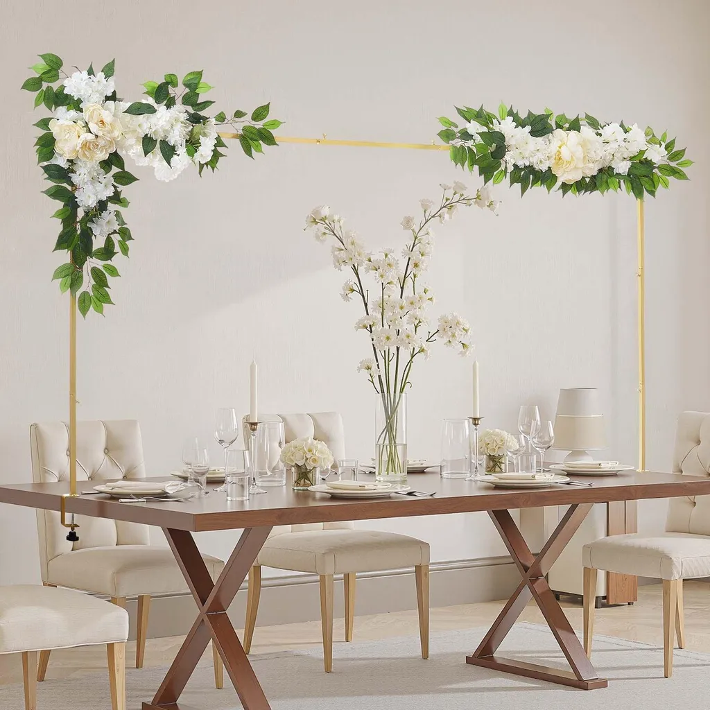 Arche de table métallique extensible 71-249 cm dorée avec accessoires