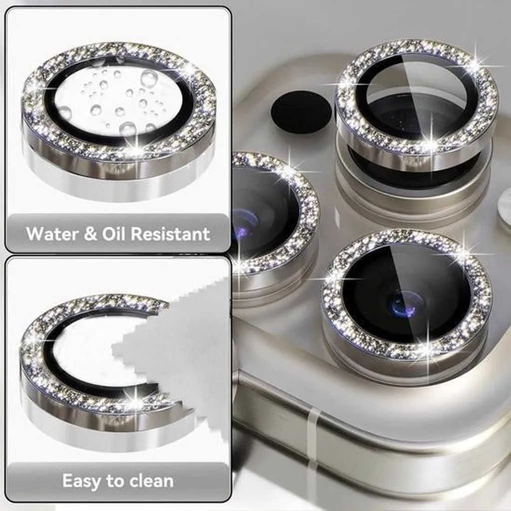Cache Caméra iPhone 16 Pro Max à Strass - Protection Élégante Anti-Rayure