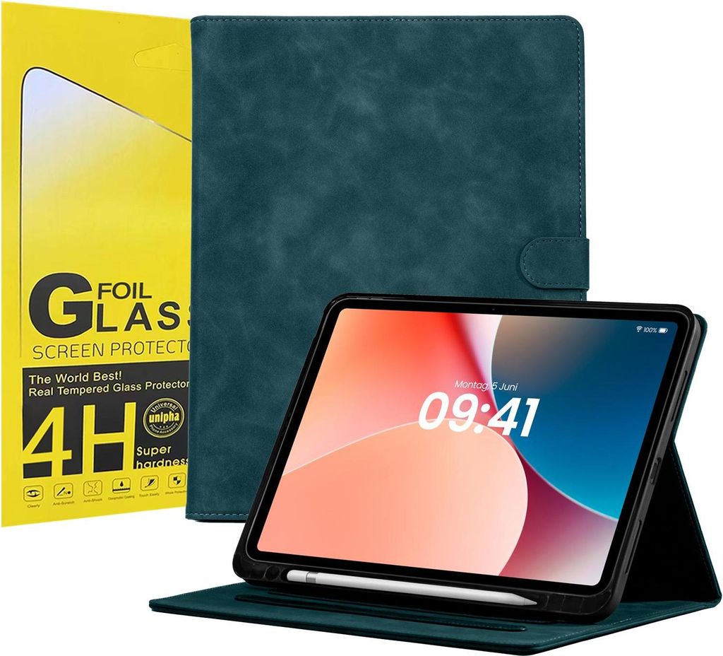 LBH Tablet Schutzhülle + 2x 4H Displayfolie für Apple iPad Pro 8. Gen (M5) 2025 11 Zoll Cover Case Schutz Tablet Farbe: Petrol