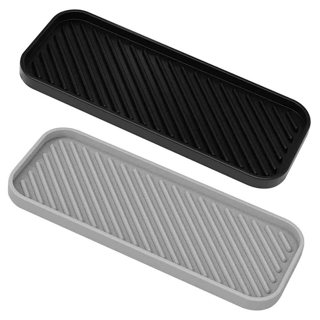 2 Stück Silikon Schwammhalter Waschbecken Organizer Silikon Schwammhalter Tablett für Schwämme, Bürsten, Seife, Trocknungsmatten Silikon