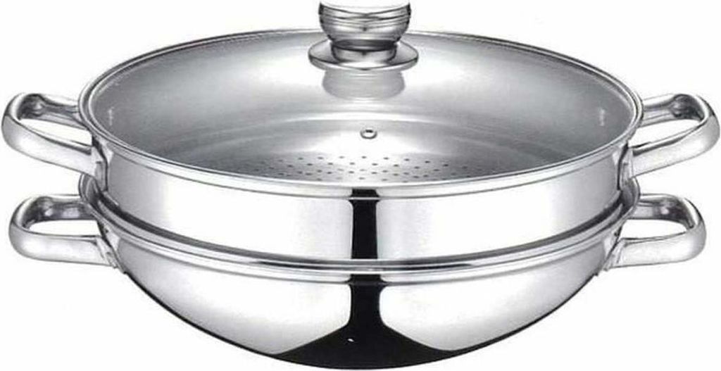 2-in-1 Wok – BAUMALU – Für alle Herdarten geeignet (inkl. Induktion) – Glasdeckel – 32 cm