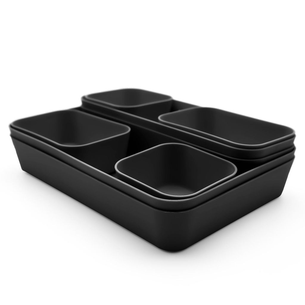 BigDean Schubladen Organizer 8-teilig in Schwarz – individueller Organizer für Büro Küche & Haushalt – Schubladentrenner lebensmittelecht & ...