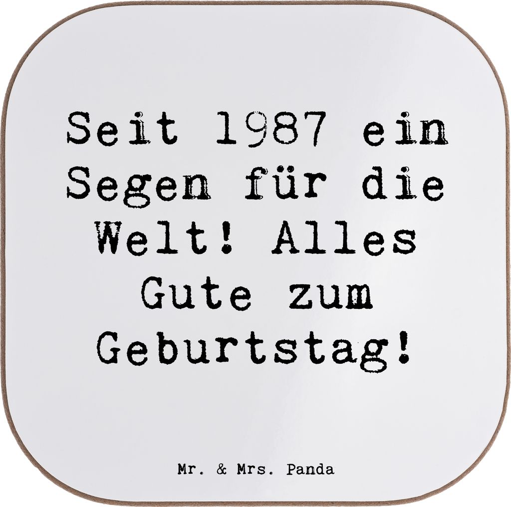 Mr. & Mrs. Panda Untersetzer für Gläser Spruch 1987 Geburtstag - Weiß - Geschenk, Alter, seit ein Segen, Coaster, Tischuntersetzer, Glas, Geburt...
