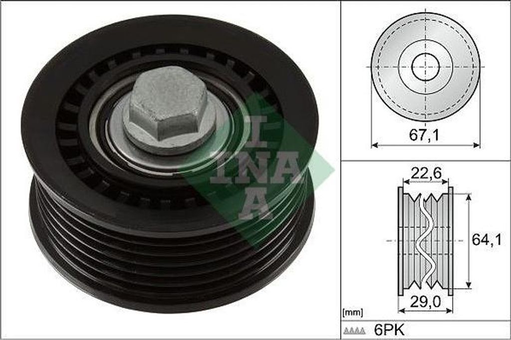 INA 532 1076 10 Umlenkrolle Keilrippenriemen für OPEL GRANDLAND X (A18) Astra L Sports Tourer Astra L Schrägheck (C02) passend für PEUGEOT 3008 SUV