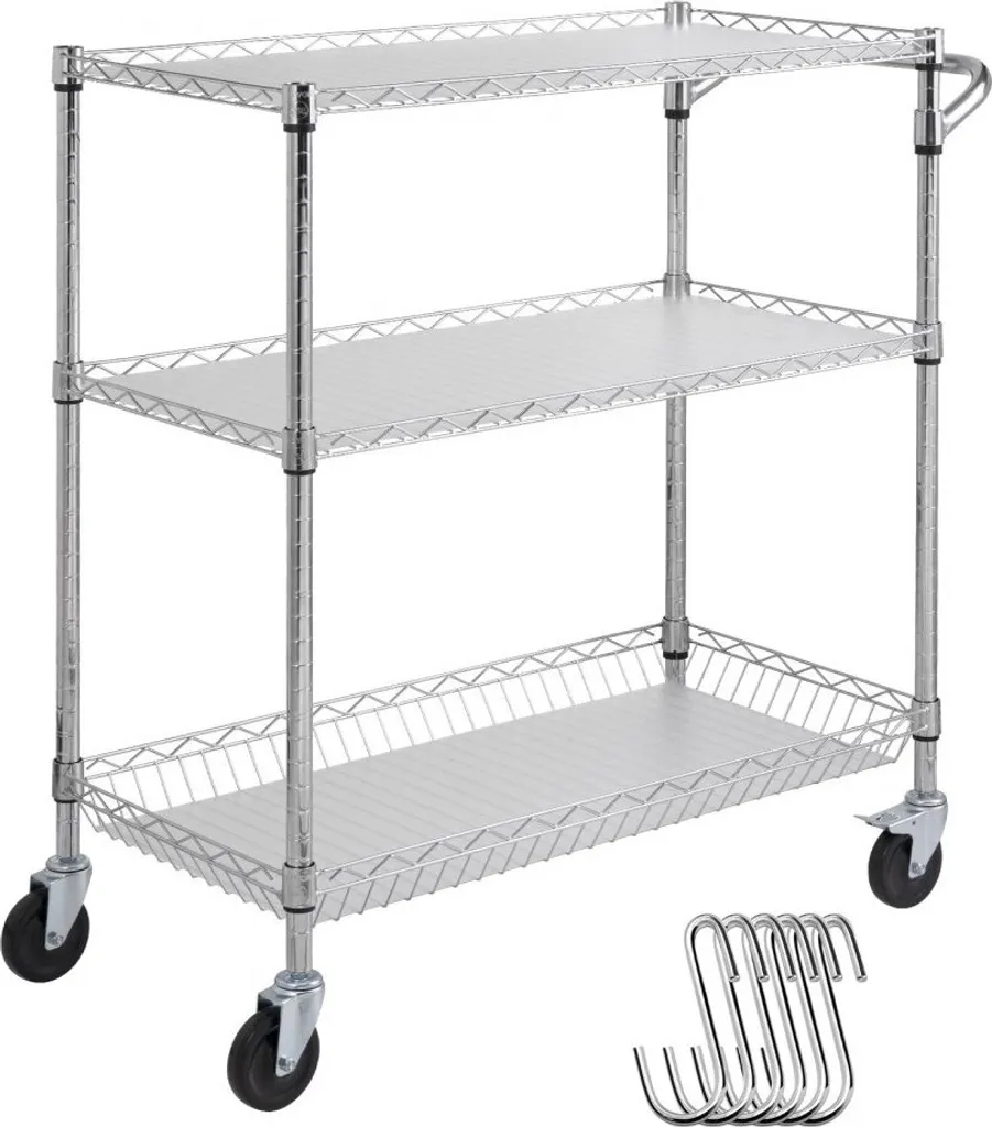 Chariot de rangement intérieur extérieur 3 niveaux pour pro et maison