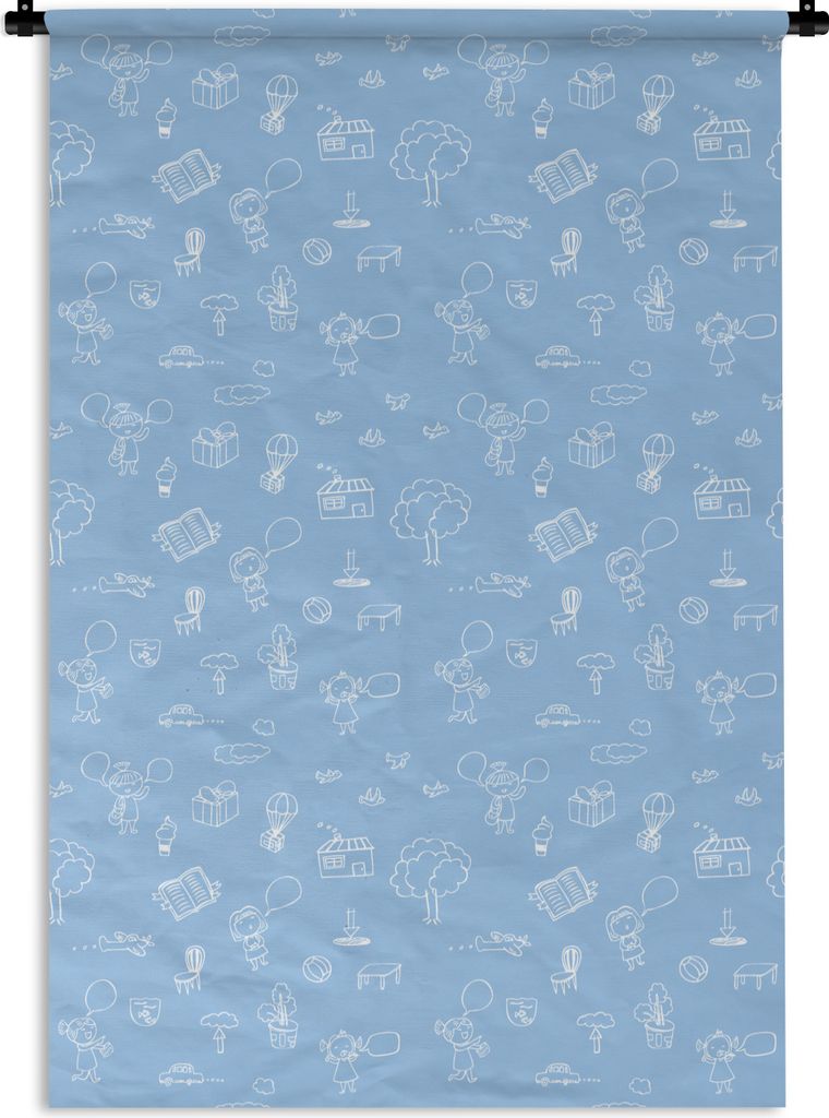 MuchoWow Wandteppich Wandbehang Muster - Geburt - Blau 120x180 cm Tapisserie Dekoration Wandtuch - Schlafzimmer - Dekorationen für das Haus