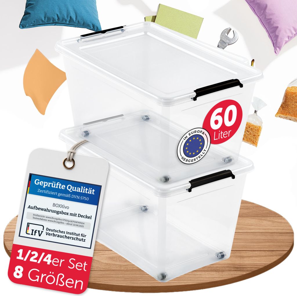 BOXXivo Aufbewahrungsbox 60L mit Deckel  im 2er Set – Produktbild 