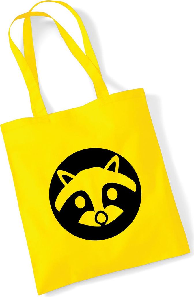 Huuraa Jutebeutel Waschbär Kopf Silhouette 10 Liter Yellow Baumwolle Tasche Geschenkidee