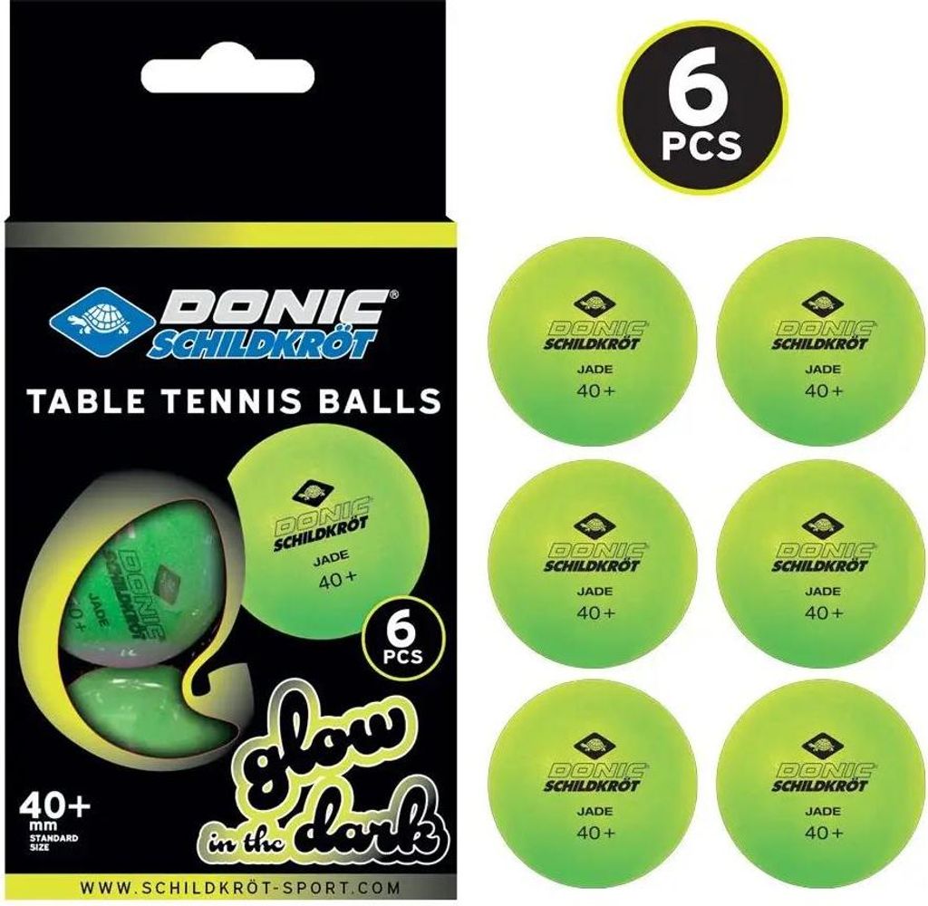 DONIC SCHILDKRÖT TT-Ball GLOW IN THE DARK POLY 40+, 6 Stück Keine Farbe Keine Farbe