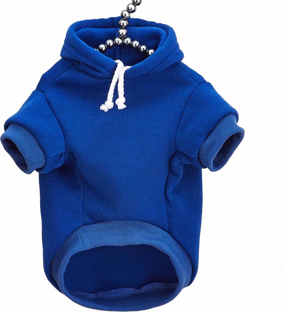 Monkimau Hundepullover Hoodie für kleine Hunde, XS, Blau - Warmer Fleece Hundemantel mit Kapuze, Herbst und Winter Kleidung