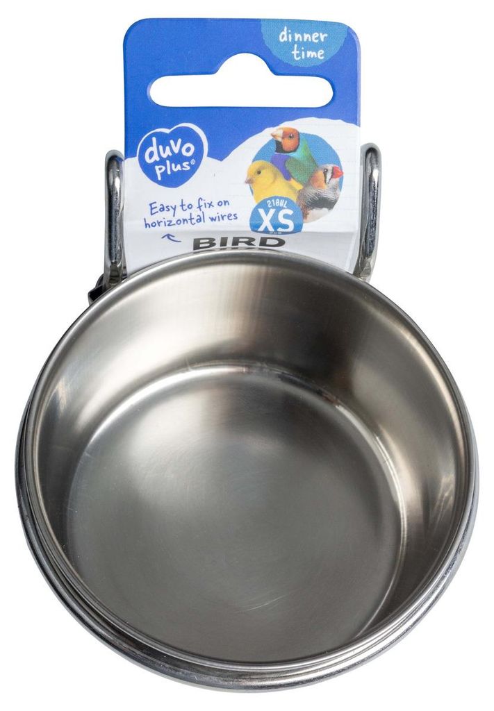Duvo+ Futternapf für Vögel mit Haken Inox silber
