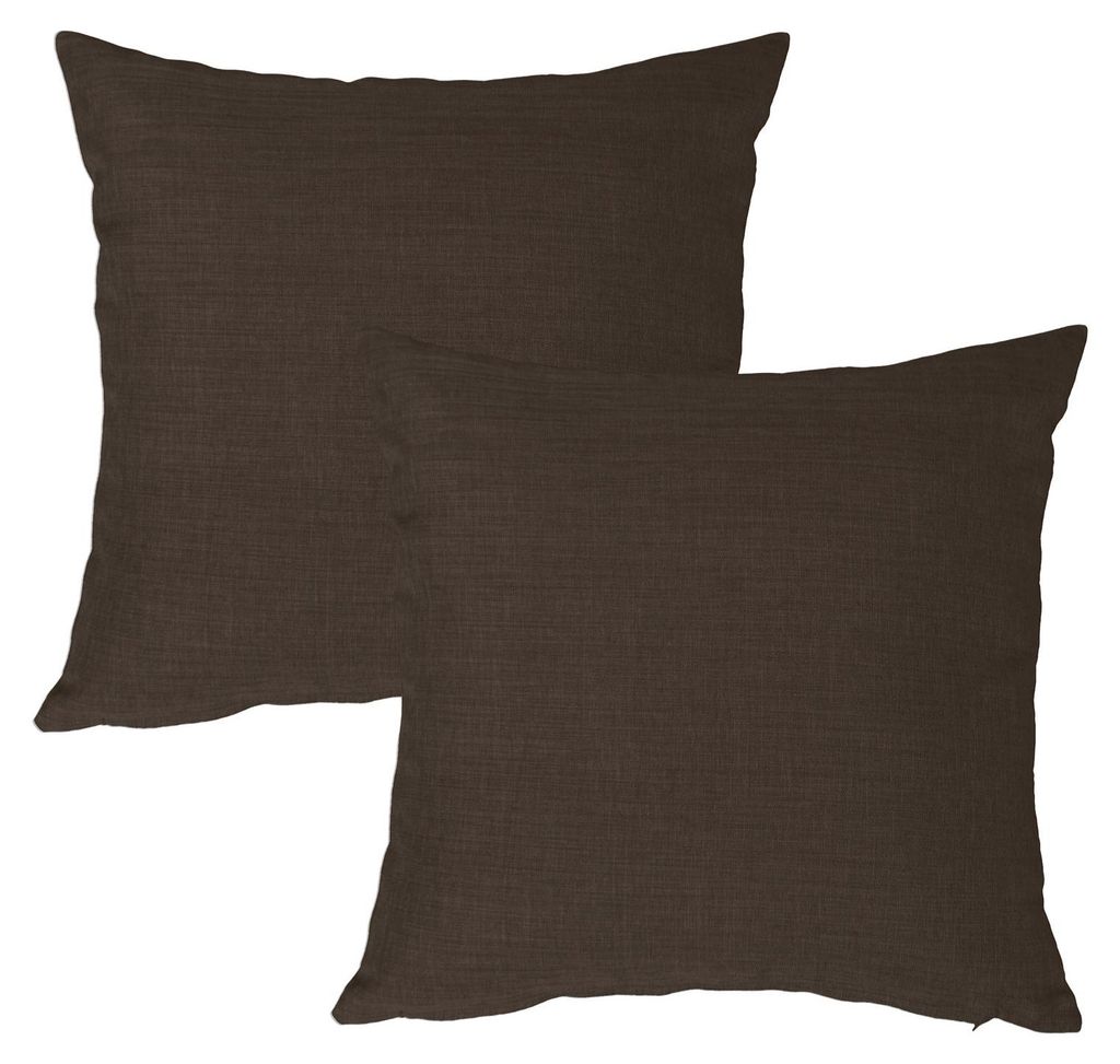 Kissenbezug 2er Set braun 40x40 cm Struktur Leinenoptik Kissenhülle Deko Kissen