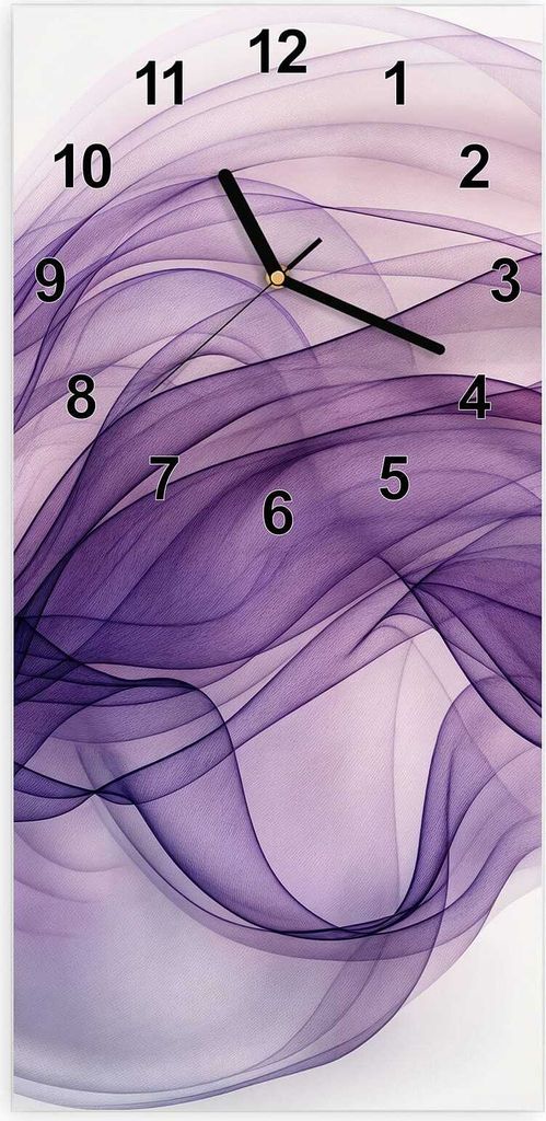 Wanduhr aus Glas mit Motiv Schwungvolle Linien- 30 x 60 cm - inkl. Aufhängesystem