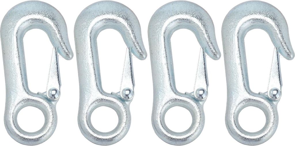 4-teiliges Set verzinkter Seilwindenhaken mit Sicherheitsverriegelungen für Anhänger und Schiffe, 108 x 20 mm