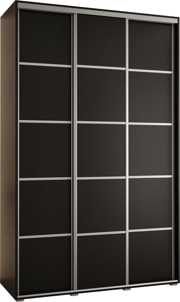 MEBLE KRYSPOL Davos 4 Schrank, drei Türen - 235,2x150x45 cm - Schwarz Schwarz Silber