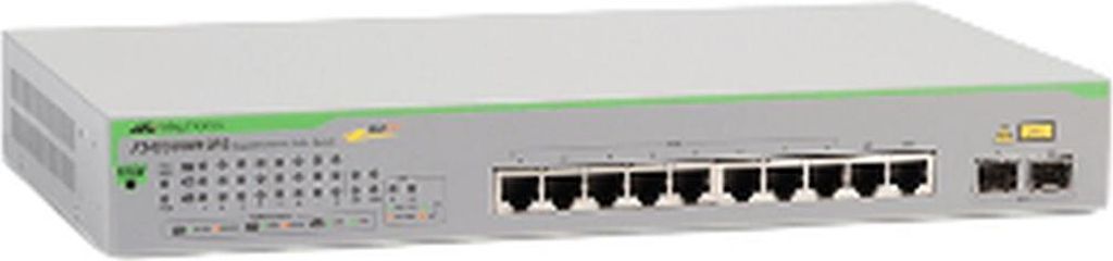 Allied Telesis AT GS950/10PS V2 - Switch - Smart - 8 x 10/100/1000 (PoE+) + 2 x 1000Base-X - Desktop, an Rack montierbar, wandmontierbar - PoE+ (75 W)