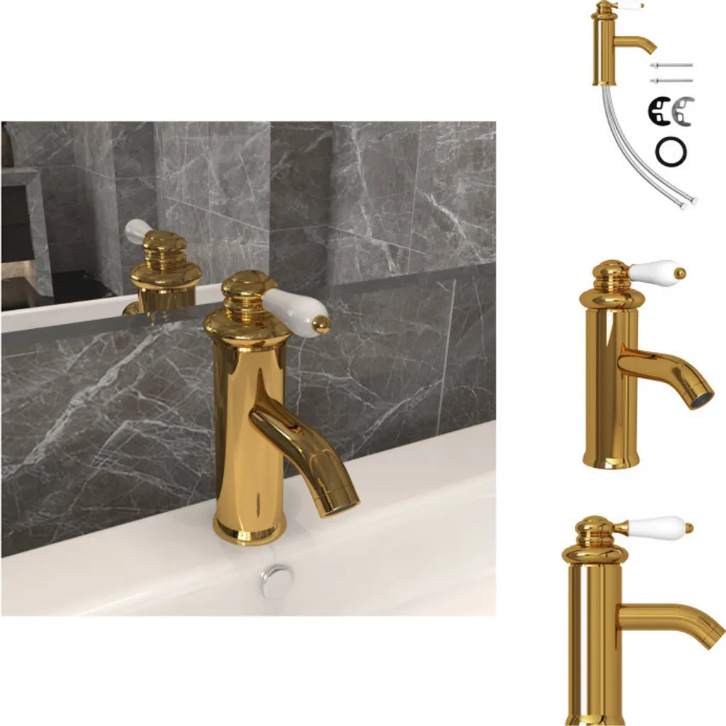 vidaXL Rubinetto per lavabo Golden 130x180 mm - Rubinetti