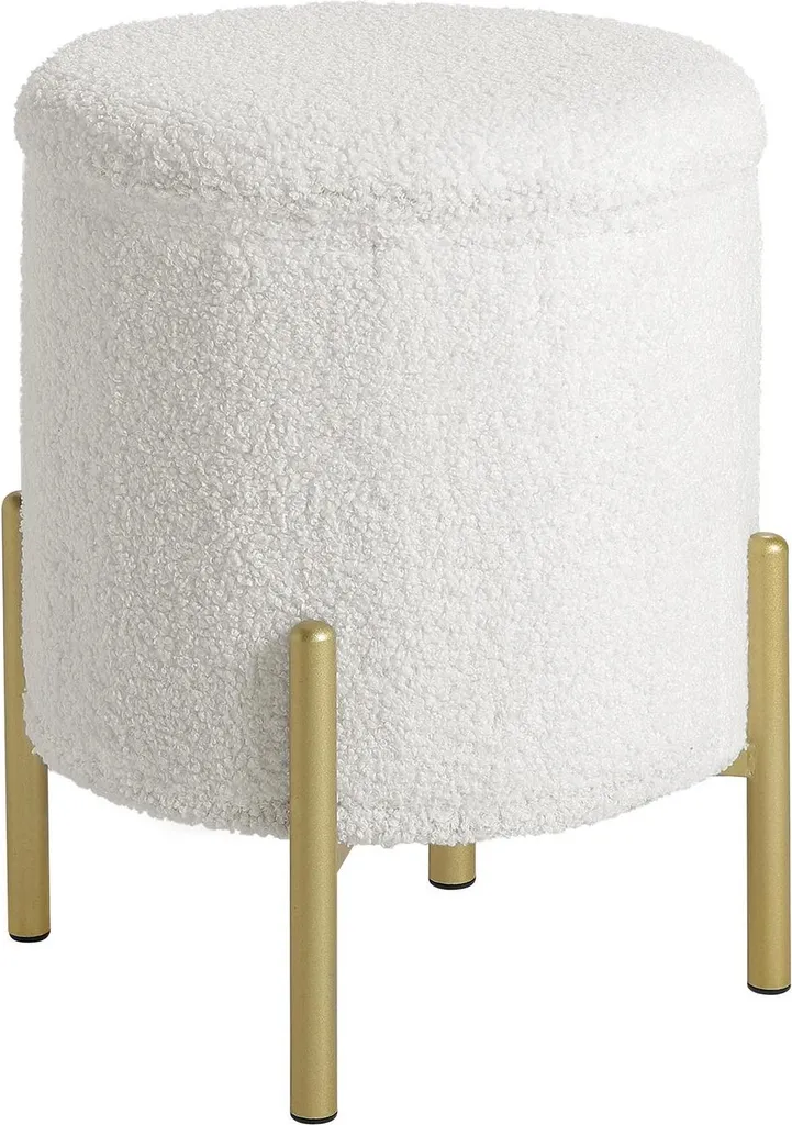 Pouf Teddy Bianco: Sgabello Contenitore Pieghevole Trendy 35x41