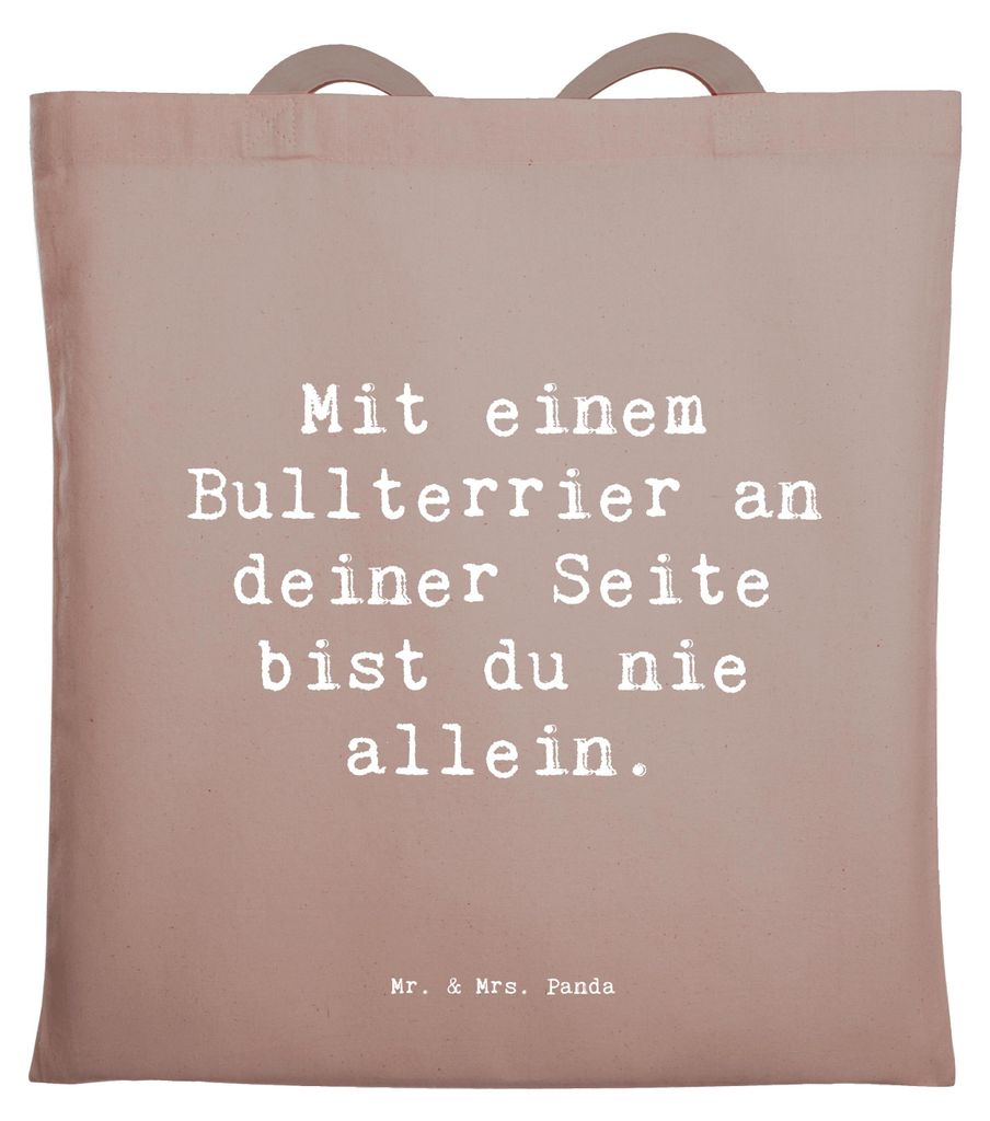Mr. & Mrs. Panda einkaufstasche baumwolle Spruch Bullterrier Begleiter - Braun Pastell - Geschenk, Jutebeutel, Tasche, Hunderassen, treue, Hunderas...
