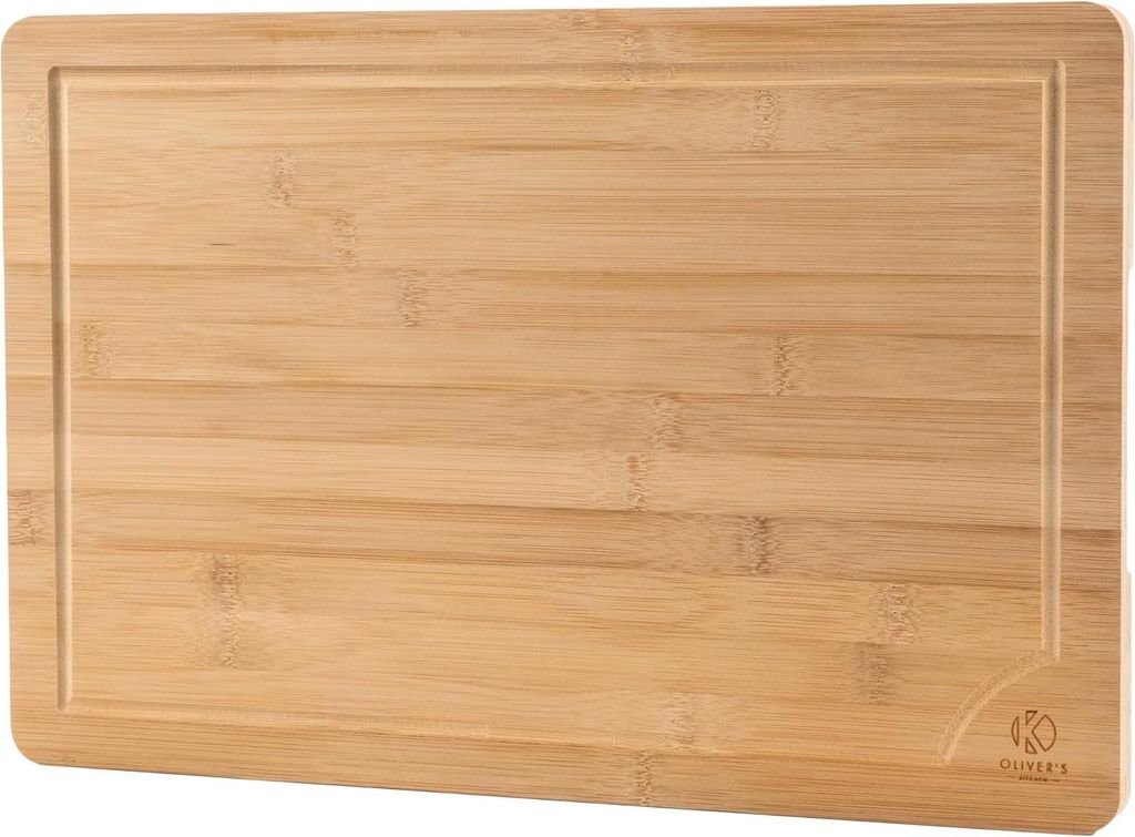 Überlegene 100% Biologische Bambus Schneidebrett - Extra Großes Holz Schneidebrett - Stark, Langlebig & Abriebfest - Leicht zu Reinigen - Küchen...