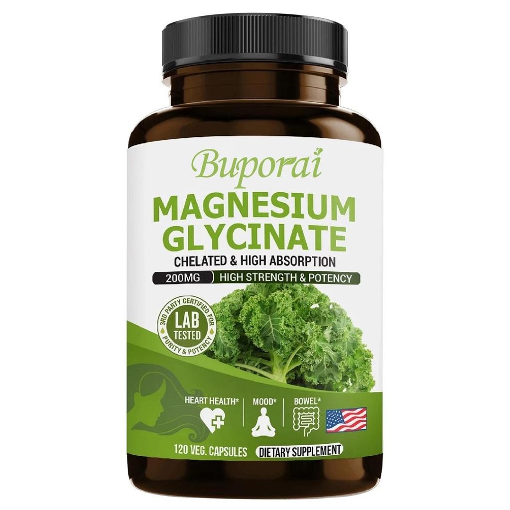 Magnesium Glycinate 200mg (120 Kapseln) Nahrungsergänzungsmittel, Darm, Verdauung, Herz, Herzgesundheit, Stimmung, Geist, Nerven, Knochen