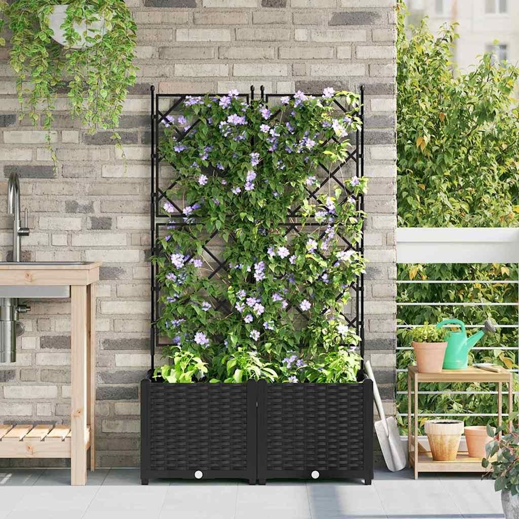 Maison Exclusive - Garten-Pflanzgefäß 2 pcs Schwarz 80 x 40 x 143 cm Kunststoff