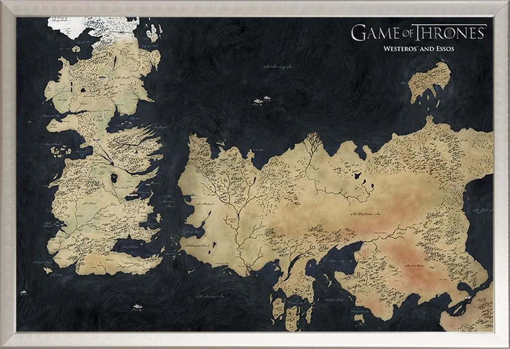 Affiche Encadrée Game of Thrones Carte de Westeros Cadre Argent 61x91cm
