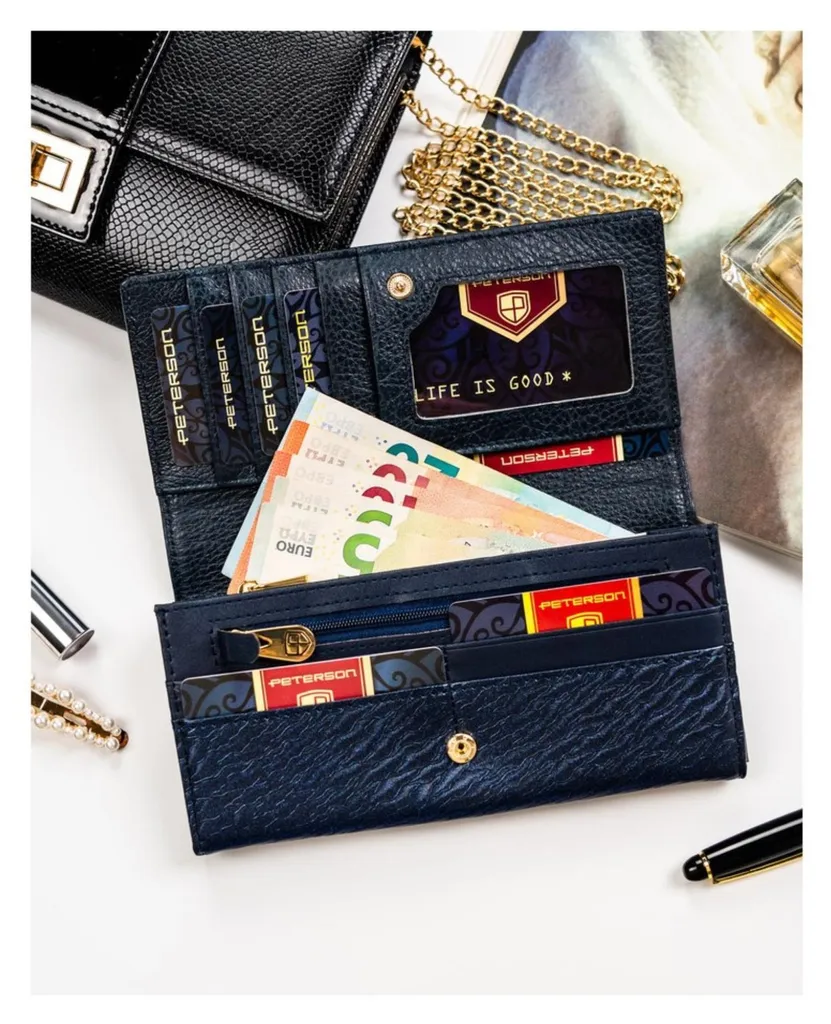 Peterson GREG61419 Portefeuille Cuir Grainé Multi-Compartimenté