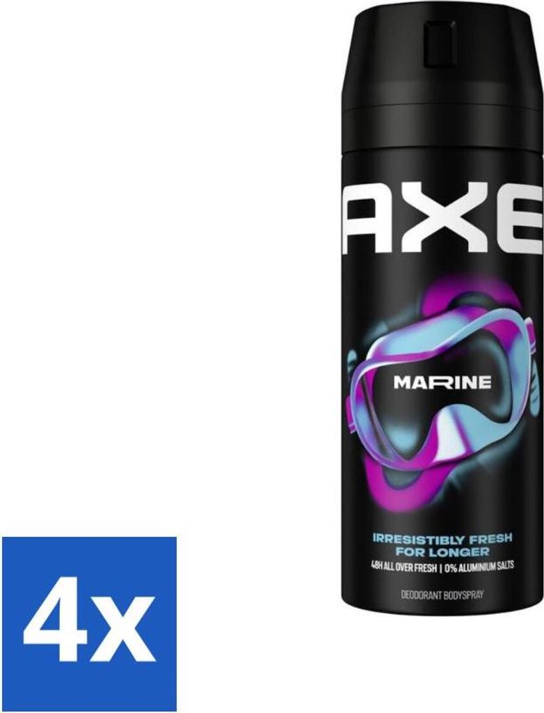 Axe - Deodorant Body Spray - 100% Frischer Duft - Marine - Meeresbrise & Salbei - 150 ml - Vorteilspack - 4 Stücke