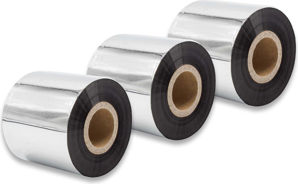 vhbw 3x Thermotransfer-Band kompatibel mit TSC TTP-344M Plus, TTP-343 Plus Drucker Etikettendrucker, Wischfest, 60 mm x 300 m, Wachs-Plus Schwarz